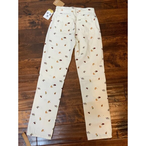 Reformation Vintage White Cynthia Fruitloops High Rise Straight Jeans, Sz 24 NWT - Picture 6 of 7